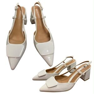 BERNISS Women's Cream Slingback Heels S8.5